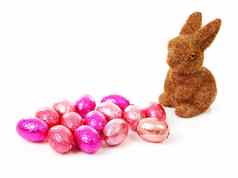 复活节兔子粉红色的鸡蛋