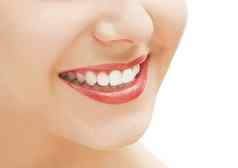 完美的微笑健康的白色自然牙齿快乐微笑牙科美