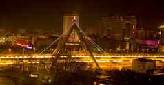晚上拍摄桥西宁城市青海省中国
