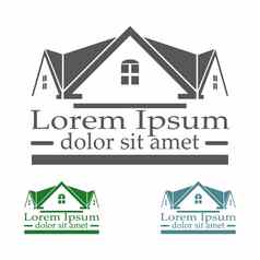 真正的房地产向量标志设计模板颜色集屋顶摘要概念图标物业建设体系结构象征