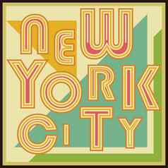 纽约城市复古的古董排版海报t恤印刷设计向量徽章应用标签