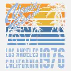 加州威尼斯海滩排版t恤印刷设计夏天向量徽章应用标签