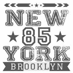 纽约城市复古的古董排版海报t恤印刷设计向量徽章应用标签