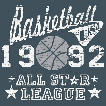 篮球明星联盟艺术作品排版海报t恤印刷设计向量徽章应用标签