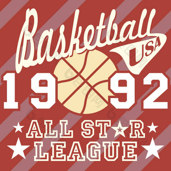 篮球明星联盟艺术作品排版海报t恤印刷设计向量徽章应用标签