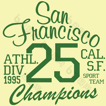 t恤印刷<strong>设计排版</strong>图形夏天向量插图徽章应用标签三旧金山体育运动标志