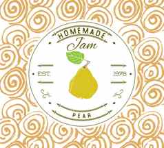 小时标签设计模板梨甜点产品手画勾勒出水果背景涂鸦向量梨插图品牌身份