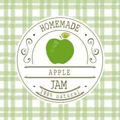 小时标签设计模板苹果甜点产品手画勾勒出水果背景涂鸦向量苹果插图品牌身份