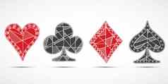 手画勾勒出玩卡片扑克21点象征背景涂鸦心钻石黑桃俱乐部符号