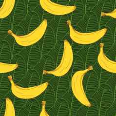 香蕉手画草图无缝的模式向量插图