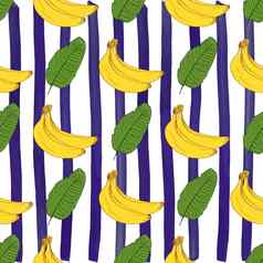 香蕉手画草图条纹无缝的模式向量插图