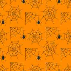 蜘蛛网络无缝的模式向量插图手画勾勒出网络背景