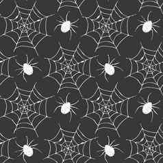 蜘蛛网络无缝的模式向量插图手画勾勒出网络背景
