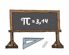 象征手画图标难看的东西书法数学标志学校blakboard向量插图孤立的白色Bacground