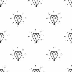 钻石无缝的模式向量插图手画勾勒出涂鸦钻石符号背景