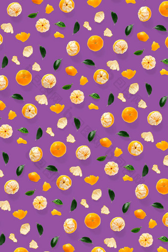 孤立的橘子柑橘类集合背景叶子橘子普通话橙色水果紫色的背景普通话橙色背景
