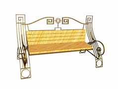 木花园板凳上装饰金属框架