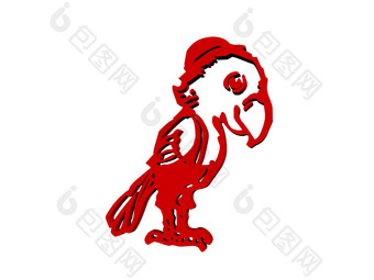 红色的可爱的漫画鸟