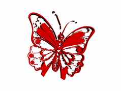 红色的可爱的漫画蝴蝶
