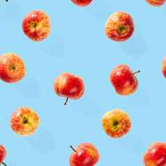 无缝的模式成熟的苹果热带水果摘要背景苹果无缝的模式蓝色的背景