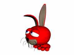 红色的卡通兔子长耳朵