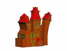 红色的棕色（的）女巫房子倾斜塔
