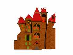 红色的棕色（的）女巫房子倾斜塔