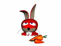 红色的卡通兔子长耳朵