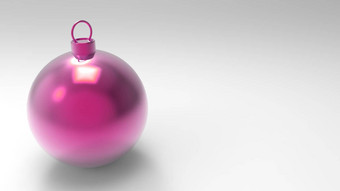 粉红色的圣诞节球白色背景色彩斑斓的圣诞节球圣诞节树圣诞节玻璃<strong>金属</strong>塑料球集团装饰物挂假期装饰<strong>模板</strong>渲染插图