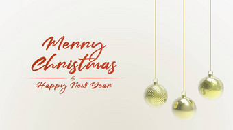 黄色的黄金圣诞节球红色的词快乐圣诞节快乐一年色彩斑斓的圣诞节圣诞节树玻璃金属塑料球集团装饰物挂假期装饰模板渲染