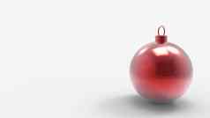 红色的圣诞节球红色的背景色彩斑斓的圣诞节球圣诞节树圣诞节玻璃金属塑料球集团装饰物挂假期装饰模板渲染插图