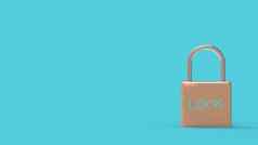 垫锁Azure挂锁词锁金属Azure背景在线安全安全个人在线隐私安全渲染孤立的插图