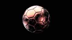 红色的足球金属球孤立的黑色的背景足球渲染插图