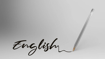 英语英语词写书法透明的塑料球笔白色背景bic插图渲染培训语法语言学校研究文具办公室