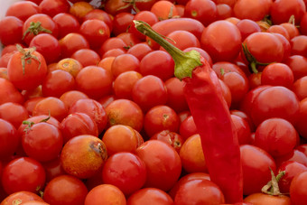 辣椒胡椒小<strong>大红</strong>色的樱桃西红柿背景自然意大利产品意大利面酱汁