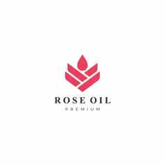 玫瑰石油现代标志向量插图平几何设计孤立的白色背景