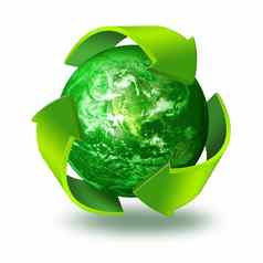 绿色箭头地球地球回收概念象征