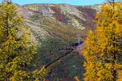 自然马加丹州地区权力行站美丽的彩色的山苔原俄罗斯