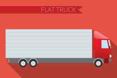平设计向量插图城市运输卡车运输货物一边视图