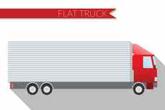 平设计向量插图城市运输卡车运输货物一边视图
