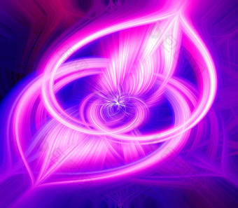 美丽的摘要交织在一起发光的纤维形成形状闪耀火焰花相互<strong>关联</strong>的心蓝色的栗色粉红色的紫色的颜色插图