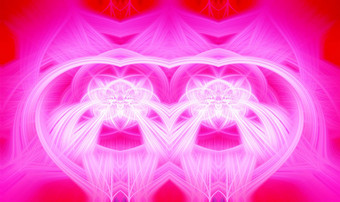 美丽的摘要交织在一起发光的纤维形成形状闪耀火焰花相互<strong>关联</strong>的心明亮的红色的粉红色的颜色插图
