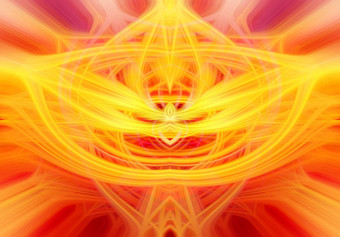 美丽的摘要交织在一起发光的纤维形成形状明星闪耀火焰花相互关联的心黄色的橙色红色的颜色插图