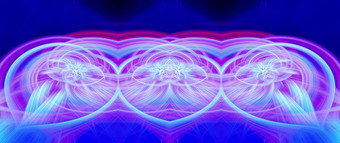 美丽的摘要交织在一起发光的纤维形成形状闪耀火焰花相互<strong>关联</strong>的心蓝色的栗色青色紫色的颜色横幅大小插图