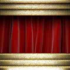 黄金红色的窗帘