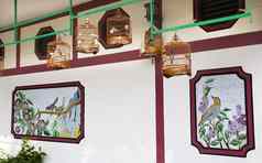 竹子笼子里墙在香港香港鸟市场