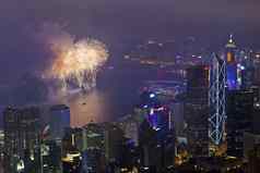 在香港香港烟花中国人一年