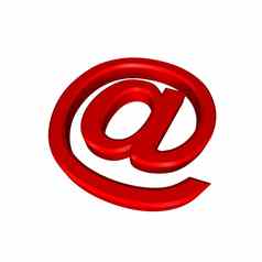 红色的电子邮件标志孤立的白色