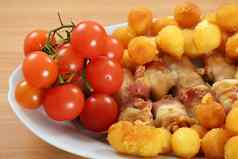 鸡肉培根番茄土豆美食食物