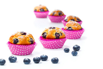 蓝莓松饼浆果白色背景